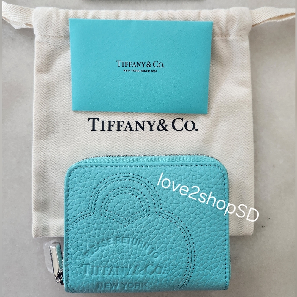 Tiffany & Co. Return To Tiffany Small Zip Blue Leather Wallet NWT NEW